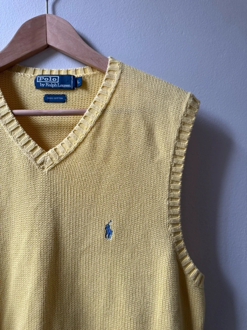 Vintage Ralph Lauren Yellow V-Neck Sleeveless Knit Vest tank top